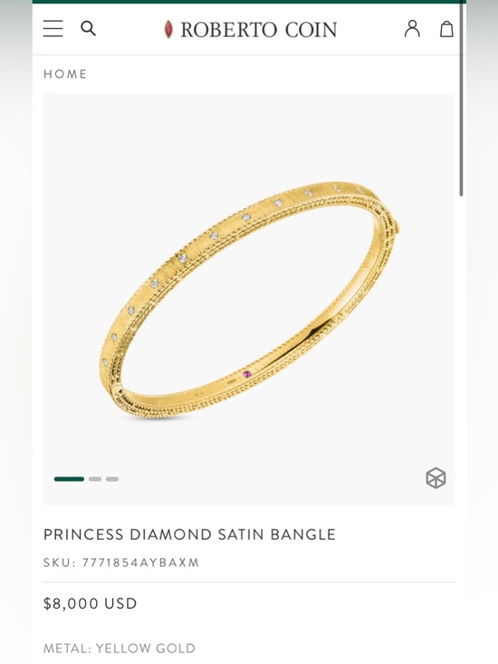Roberto Coin Jewelry - Roberto Coin 18k yellow gold PRINCESS DIAMOND SATIN BANGLE